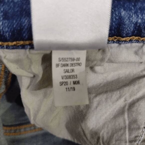 Old Navy Distressed Boyfriend Mid Rise Jeans Sz 12 Dark Destroyed Sailor - Picture 9 of 9